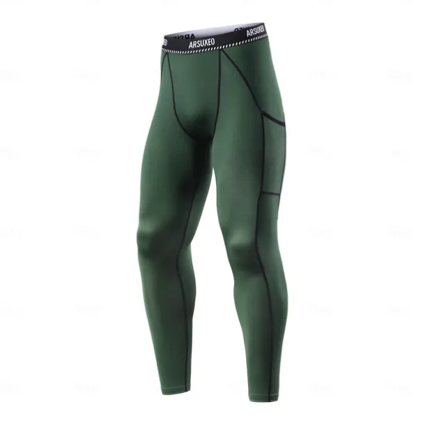 Arsuxeo Men's Cycling Tights Bike Tights Leggings Form Fit Mountain Bike MTB Road Bike Cycling Sports Breathable Moisture Wicking Sweat wicking Comfortable Black Army Green Clothing Apparel Advanced