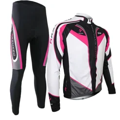 Arsuxeo Men's Long Sleeve Cycling Jersey with Tights Spandex Silicon Polyester Black / Red Purple Yellow Patchwork Bike Clothing Suit Thermal / Warm Breathable 3D Pad Quick Dry Limits Bacteria Sports