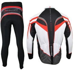 Arsuxeo Men's Long Sleeve Cycling Jersey with Tights Spandex Silicon Polyester Black / Red Purple Yellow Patchwork Bike Clothing Suit Thermal / Warm Breathable 3D Pad Quick Dry Limits Bacteria Sports