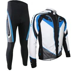 Arsuxeo Men's Long Sleeve Cycling Jersey with Tights Spandex Silicon Polyester Black / Red Purple Yellow Patchwork Bike Clothing Suit Thermal / Warm Breathable 3D Pad Quick Dry Limits Bacteria Sports