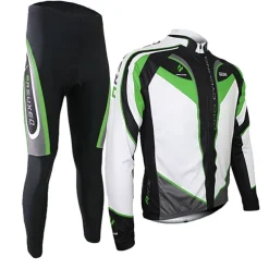 Arsuxeo Men's Long Sleeve Cycling Jersey with Tights Spandex Silicon Polyester Black / Red Purple Yellow Patchwork Bike Clothing Suit Thermal / Warm Breathable 3D Pad Quick Dry Limits Bacteria Sports