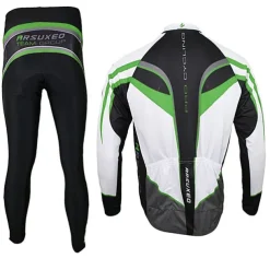 Arsuxeo Men's Long Sleeve Cycling Jersey with Tights Spandex Silicon Polyester Black / Red Purple Yellow Patchwork Bike Clothing Suit Thermal / Warm Breathable 3D Pad Quick Dry Limits Bacteria Sports