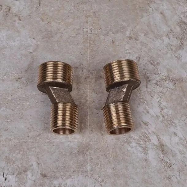 Art Deco Antique Brass Sprinkle Sink Faucets, Wall Mount Two Handles Two Holes Kitchen Faucet with Hot and Cold Water Switch