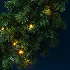 Artificial Christmas Wreath for Front Door, Window or Mantel, Green Fir with White Lights Indoor/Outdoor Holiday Decor