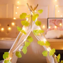 Artificial Ginkgo Foliage Rattan String Lights Copper Wire Plants Vine Lights Warm White for Garden Wall Decor
