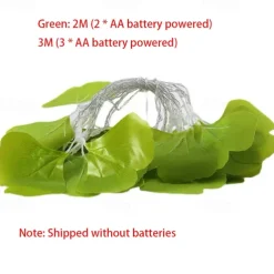 Artificial Ginkgo Foliage Rattan String Lights Copper Wire Plants Vine Lights Warm White for Garden Wall Decor