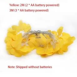 Artificial Ginkgo Foliage Rattan String Lights Copper Wire Plants Vine Lights Warm White for Garden Wall Decor