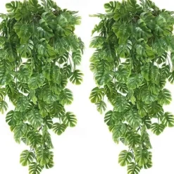Artificial Hanging Vines, Fake Monstera Leafs Vine Jungle Leaf Plants Tropical Leaves Rattan For Houseplants Indoor Home Kitchen Garden Outdoor Wall, Wedding Decoration