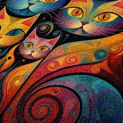 Artistic Cat Print Crossbody Bag – Vibrant Abstract Design Women's Shoulder Bag for Daily Use and Gifting