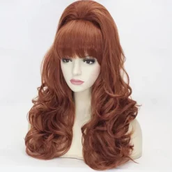 Auburn Beehive Wig Vintage Wig 70s 60s 50s Dress Up Party Wigs for Women Pinup Carnival Costume Wig with Bangs Halloween Wigs