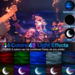 Aurora Star Light Projector with Moon Galaxy Lights Projector with Remote Control Night Sky Light Projector Built-in Bluetooth and Multi-Color Projection Lamp