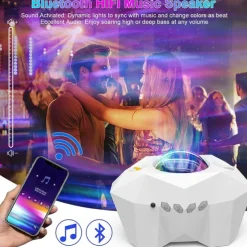 Aurora Star Light Projector with Moon Galaxy Lights Projector with Remote Control Night Sky Light Projector Built-in Bluetooth and Multi-Color Projection Lamp