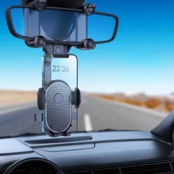 Auto Rearview Mirror Phone Holder in Car Mount Stand for CellPhone Car Mobile Support Rotating Adjustable Car SmartPhone Holder Compatible with 4-7 Cell Phones Phone Accessory