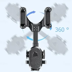Auto Rearview Mirror Phone Holder in Car Mount Stand for CellPhone Car Mobile Support Rotating Adjustable Car SmartPhone Holder Compatible with 4-7 Cell Phones Phone Accessory