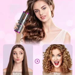 Automatic Curling Iron, Hair Curler Cordless With 6 Temps & Timer, Wireless Portable Curler, Rechargeable Rotating Curling Iron Wand, Self Hair Curling Iron for Lasting Curls Multi coler