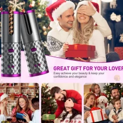 Automatic Curling Iron, Hair Curler Cordless With 6 Temps & Timer, Wireless Portable Curler, Rechargeable Rotating Curling Iron Wand, Self Hair Curling Iron for Lasting Curls Multi coler