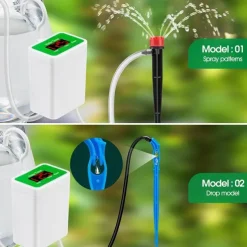 Automatic Watering System USB Power Automatic Drip Irrigation Kit 8 Drop Arrow Holiday Plant Watering Devices for Indoor Potted Plants LED Display DIY Automatic Plant Waterer Gift for Gardening Lovers