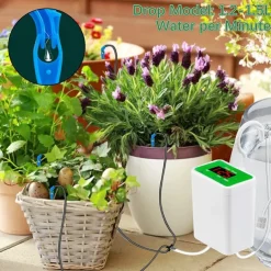 Automatic Watering System USB Power Automatic Drip Irrigation Kit 8 Drop Arrow Holiday Plant Watering Devices for Indoor Potted Plants LED Display DIY Automatic Plant Waterer Gift for Gardening Lovers