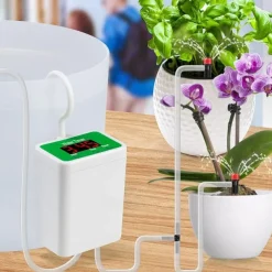 Automatic Watering System USB Power Automatic Drip Irrigation Kit 8 Drop Arrow Holiday Plant Watering Devices for Indoor Potted Plants LED Display DIY Automatic Plant Waterer Gift for Gardening Lovers