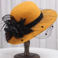 Autumn And Winter Fashion Boutique Large Brimmed Top Hat Suitable For Wedding Banquet, Bucket Hat, Gentle Wind Party