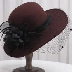 Autumn And Winter Fashion Boutique Large Brimmed Top Hat Suitable For Wedding Banquet, Bucket Hat, Gentle Wind Party