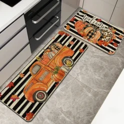 Autumn Pumpkin Truck Area Rug Kitchen Mat Non-Slip Oil Proof Floor Mat Livingroom Rug Indoor Outdoor Mat Bedroom Decor Bathroom Mat Entrance Rug Door Mat