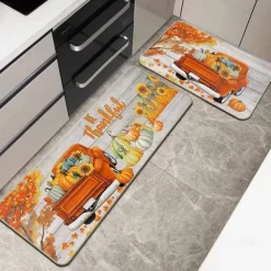 Autumn Pumpkin Truck Area Rug Kitchen Mat Non-Slip Oil Proof Floor Mat Livingroom Rug Indoor Outdoor Mat Bedroom Decor Bathroom Mat Entrance Rug Door Mat
