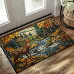 Autumn Quilt Forest Deer Doormat Kitchen Mat Floor Mat Non-Slip Area Rug Oil Proof Rug Indoor Outdoor Mat Bedroom Decor Bathroom Mat Entrance Rug