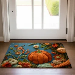 Autumn Quilt Pumpkin Doormat Kitchen Mat Floor Mat Non-Slip Area Rug Oil Proof Rug Indoor Outdoor Mat Bedroom Decor Bathroom Mat Entrance Rug