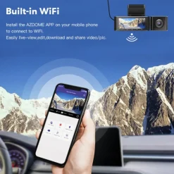 AZDOME M550 3 Channel Dash Cam, Front Inside Rear Three Way Car Dash Camera, 4K+1080P Dual Channel With GPS WiFi IR Night Vision