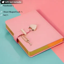 B6 Heart Lock Journal - Cute Heart-Shaped Lock, Perfect Festival Gift for Writing and Journaling