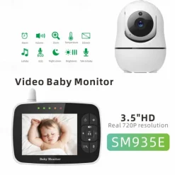 Baby Monitor - 3.5 Screen Video Baby Monitor with Camera and Audio - Remote Pan-Tilt-Zoom Night Vision VOX Mode Temperature Monitoring Lullabies 2-Way Talk 960ft Range