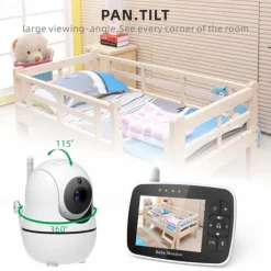 Baby Monitor - 3.5 Screen Video Baby Monitor with Camera and Audio - Remote Pan-Tilt-Zoom Night Vision VOX Mode Temperature Monitoring Lullabies 2-Way Talk 960ft Range