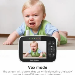 Baby Monitor - 3.5 Screen Video Baby Monitor with Camera and Audio - Remote Pan-Tilt-Zoom Night Vision VOX Mode Temperature Monitoring Lullabies 2-Way Talk 960ft Range