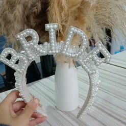 Bachelorette Party Bride Pearl Hair Hoop, Bride Tiara, Wedding Hair Accessories for Bridal Shower, Engagement, Hen Party, Bride to Be Gift