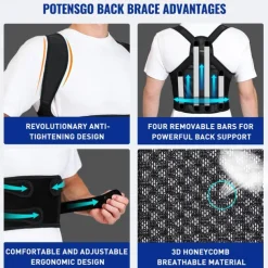 Back Brace Posture Corrector for Men Women Adjustable Full Back Support, Shoulder Straightener, Upper Lower Back Pain Relief - Scoliosis, Hunchback, Hump, Thoracic, Spine Corrector