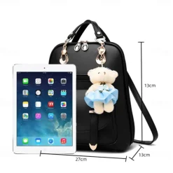 Backpack Purse for Women Large Capacity Leather Shoulder Bags Cute Mini Backpack for Girls,Black, Back to School Gift