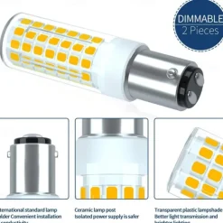 BA15D LED Corn Bulbs 6W 220V Dimmable Double Bayonet Base for Pendants, Ceiling Fans, Sewing Machine 2/6pcs