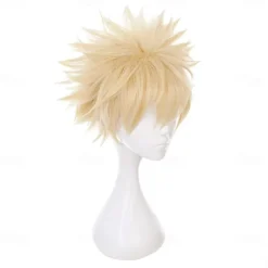 Bakugou Wig Deku Wig Toga Wig Uraraka Cosplay Wig Cosplay Wig Wavy Middle Part Wig Blonde One Color Synthetic Hair Women's Blonde Halloween Wigs