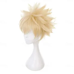 Bakugou Wig Deku Wig Toga Wig Uraraka Cosplay Wig Cosplay Wig Wavy Middle Part Wig Blonde One Color Synthetic Hair Women's Blonde Halloween Wigs