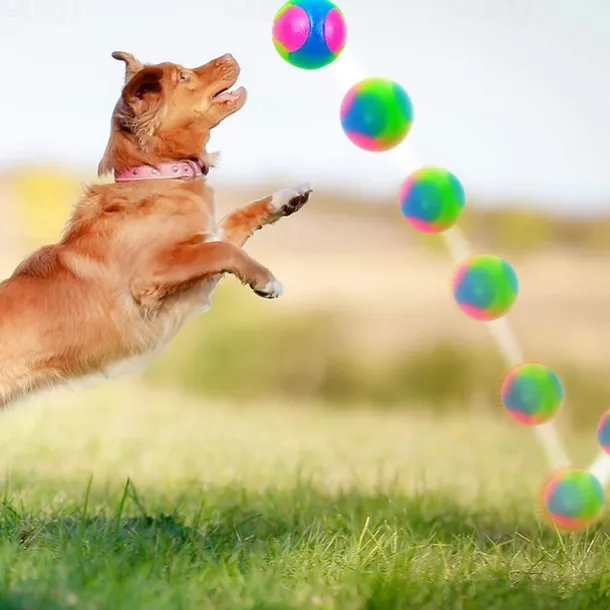 Ball Chew Toy Ball Launchers Interactive Toy Squeak Toy with LED Durable Pet Exercise Releasing Pressure Teething Toy for Dog Indoor Outdoor Pet Play