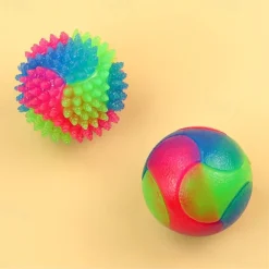 Ball Chew Toy Ball Launchers Interactive Toy Squeak Toy with LED Durable Pet Exercise Releasing Pressure Teething Toy for Dog Indoor Outdoor Pet Play