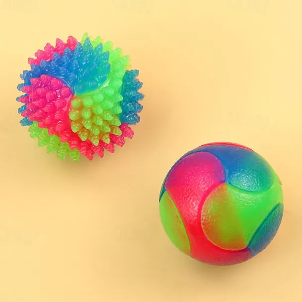 Ball Chew Toy Ball Launchers Interactive Toy Squeak Toy with LED Durable Pet Exercise Releasing Pressure Teething Toy for Dog Indoor Outdoor Pet Play