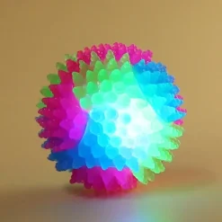 Ball Chew Toy Ball Launchers Interactive Toy Squeak Toy with LED Durable Pet Exercise Releasing Pressure Teething Toy for Dog Indoor Outdoor Pet Play