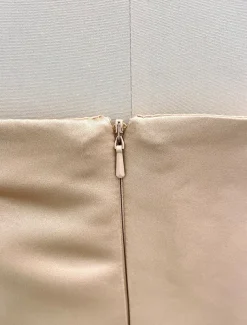 Ball Gown Gold Evening Gown Hot Dress Engagement Wedding Reception Sweep / Brush Train 3/4 Length Sleeve Off Shoulder Satin with Sequin