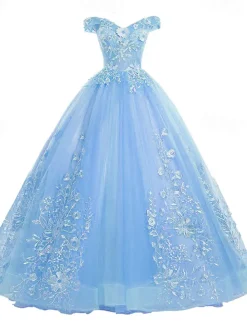 Ball Gown Quinceanera Dresses Princess Dress Quinceanera Floor Length Sleeveless Off Shoulder Polyester with Appliques dress to impress