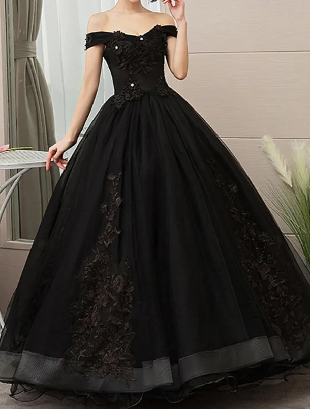 Ball Gown Quinceanera Dresses Princess Dress Quinceanera Floor Length Sleeveless Off Shoulder Polyester with Appliques dress to impress