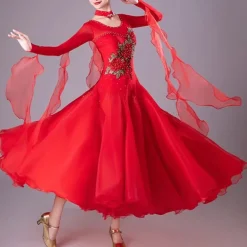 Ballroom Competition Dresses Women National Standard Waltz Dancing Clothes Long Sleeve Party Modern Dance Stage Wear Costumes
