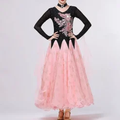 Ballroom Competition Dresses for Women Performance Long Sleeve Modern Dress Party Waltz Dance Costumes