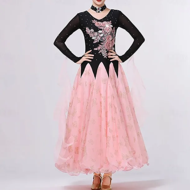 Ballroom Competition Dresses for Women Performance Long Sleeve Modern Dress Party Waltz Dance Costumes